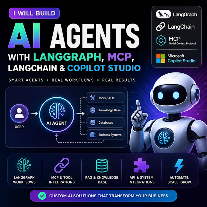 build ai agent, langgraph, mcp, langchain, copilot studio, ai automation