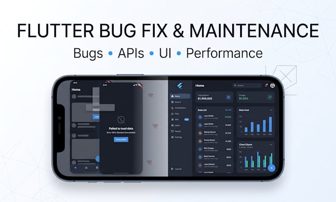 fix bugs and improve your flutter app for android and ios