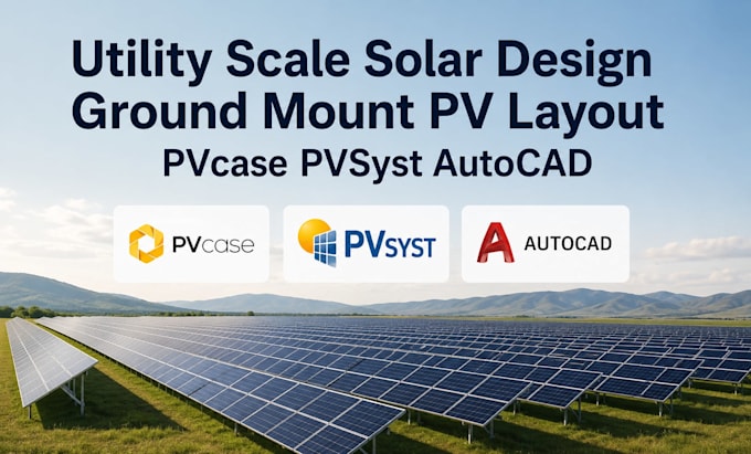utility scale solar design ground mount solar pv layout pvcase pvsyst autocad