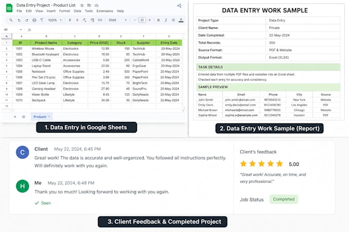 enter data accurately, sorted and cleaned