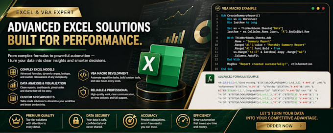 create advanced excel spreadsheets and vba