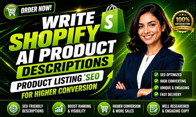write shopify ai product descriptions product listing SEO for higher conversion