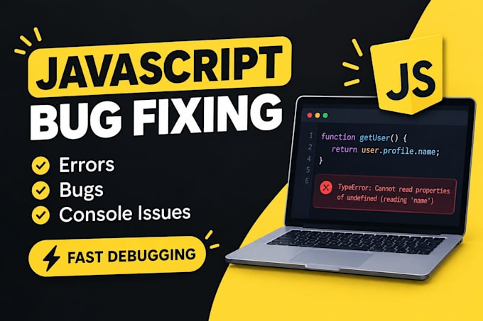 debug and fix javascript bugs, errors and console issues