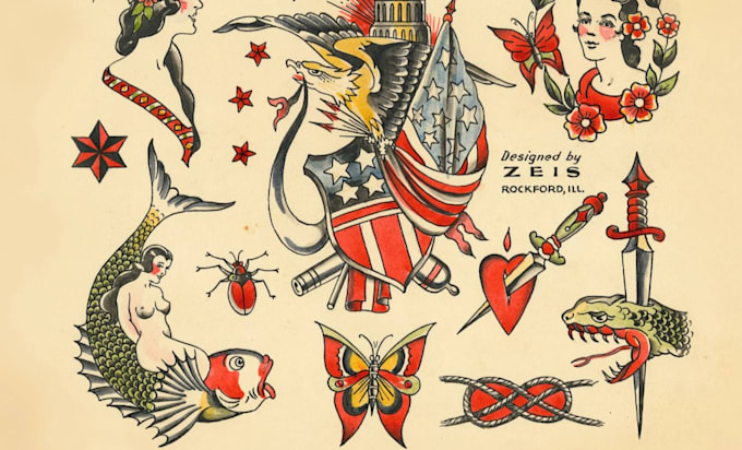 create custom logo old school traditional tattoo design