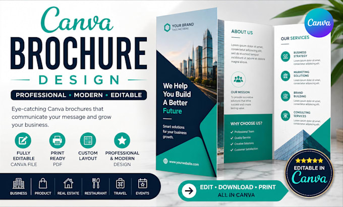 create professional canva brochure for business or brand