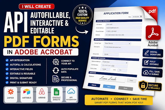 create api autofillable interactive and editable PDF forms in adobe acrobat