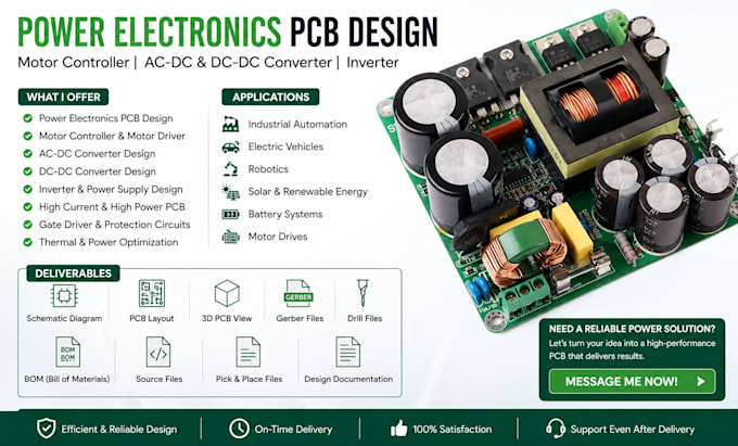 do power electronic pcb, motor controller, ac dc and dc dc converter, inverter