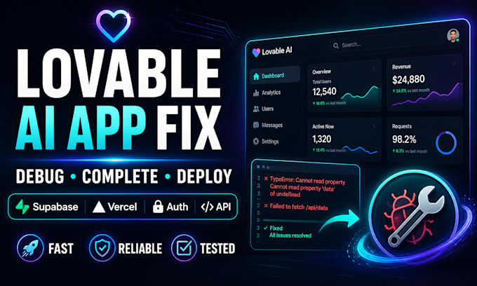 fix debug and complete your lovable ai web app