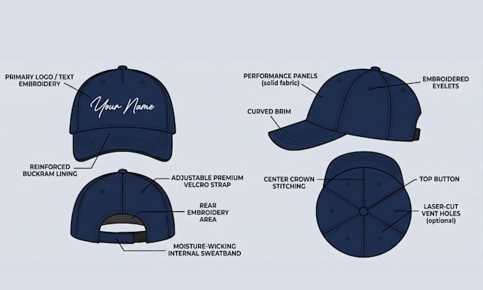 fashion design cap tech pack hat panel cap