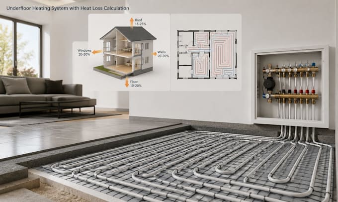 design underfloor heating system with heat loss calculation