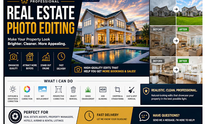 do real estate photo editing single hdr blending exposure professionally