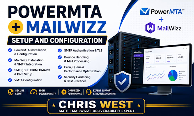 setup and configure powermta and mailwizz email server