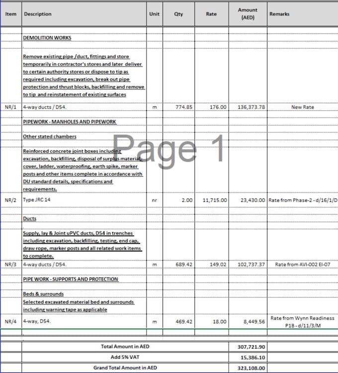 prepare boq, quantity takeoff for construction