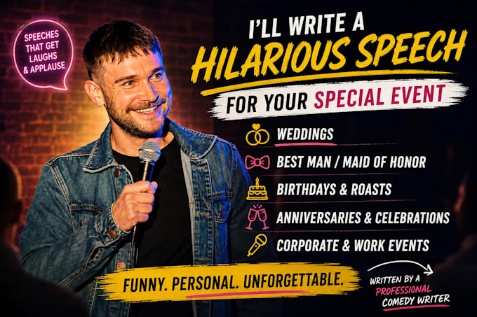 write a hilarious speech for your wedding or special event
