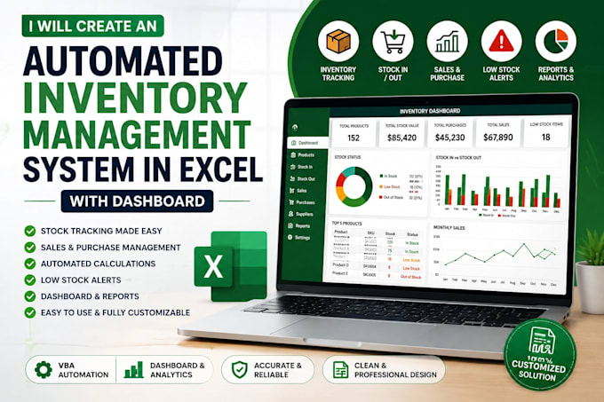 create an automated inventory management system in excel with dashboard