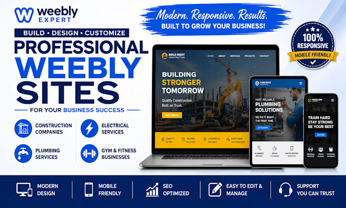build design weebly construction plumber electrician gym website