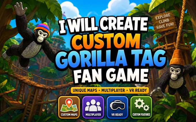 create a custom gorilla tag fan game, map or VR game in unity