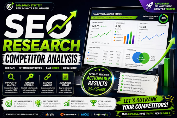 do professional SEO  research competitor analysis and keyword gap