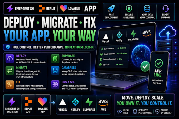 deploy migrate fix emergent sh replit lovable app vercel netlify supabase aws