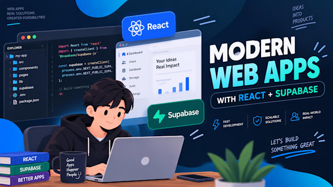 build a web app using react and supabase