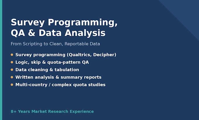 do survey programming with link testing and data processing