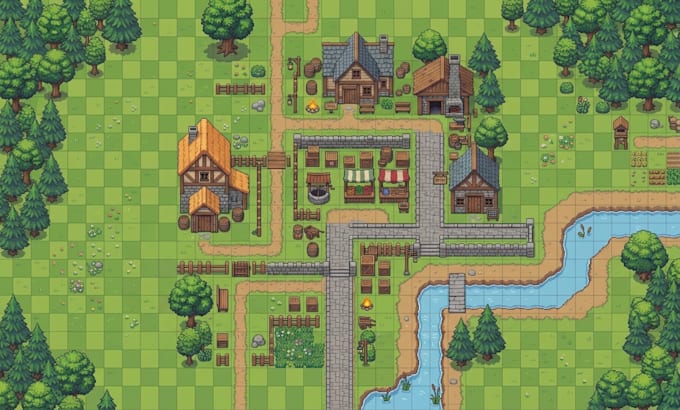 create top down pixel art tileset game art tile map sprite sheet game animation