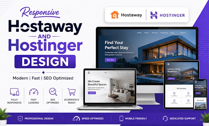 design or redesign your hostinger website, hostaway website