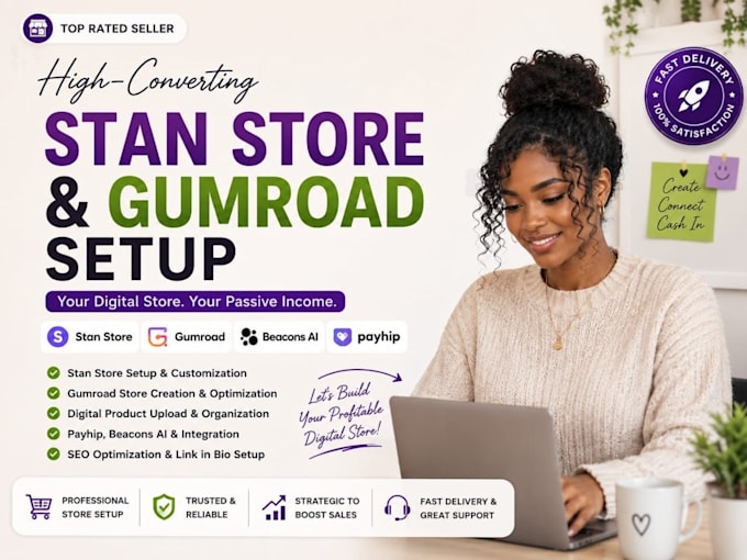 setup stanstore, gumroad, beacons ai and payhip store