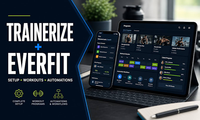 fully setup trainerize, everfit, build automations and custom workout programs