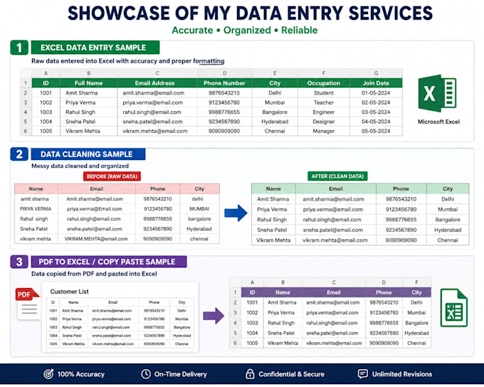 accurate data entry, copy paste and excel data entry