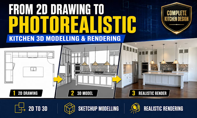 do 3d kitchen modeling in sketchup with realistic ai render
