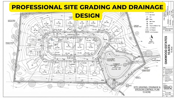 design site grading plan, site plan, erosion control, drainage plan, stormwater