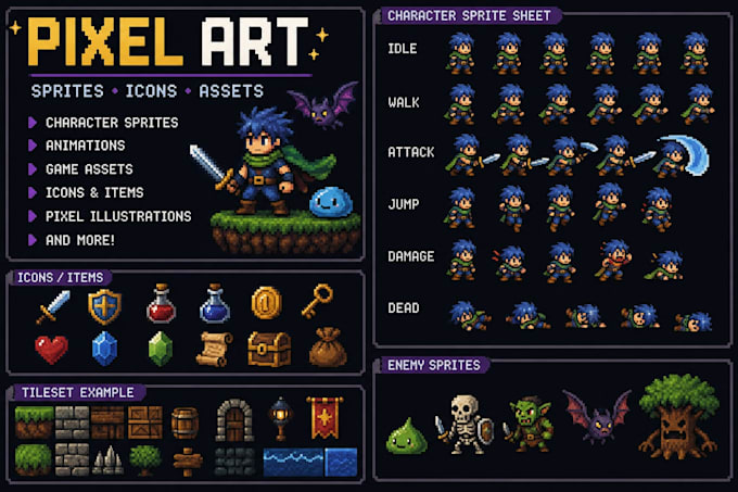 create custom pixel art, pixel characters, sprites