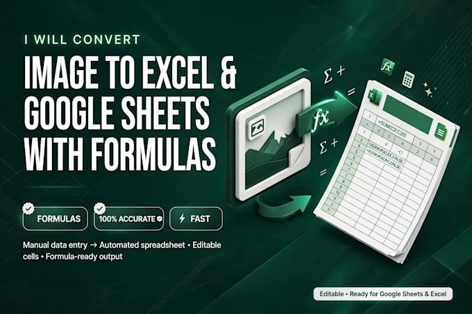 convert image to excel and google sheets with formulas