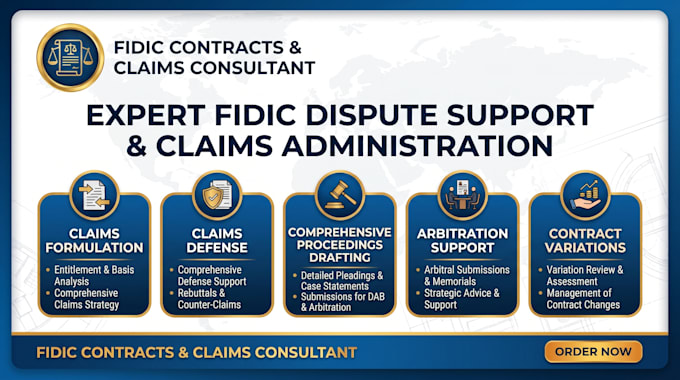provide fidic contract administration, claims and dispute support