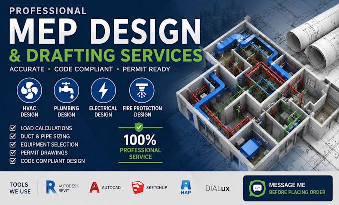 draw architecture mep hvac electrical and plumbing permit drawings