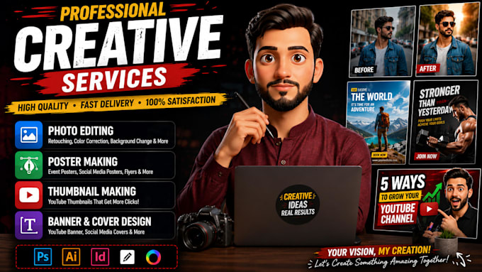 create posters, thumbnails, logo and do image editing