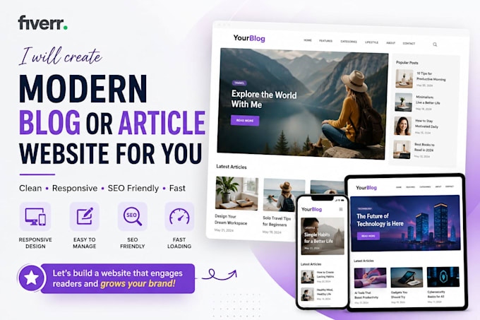 create a modern blog or article website for you