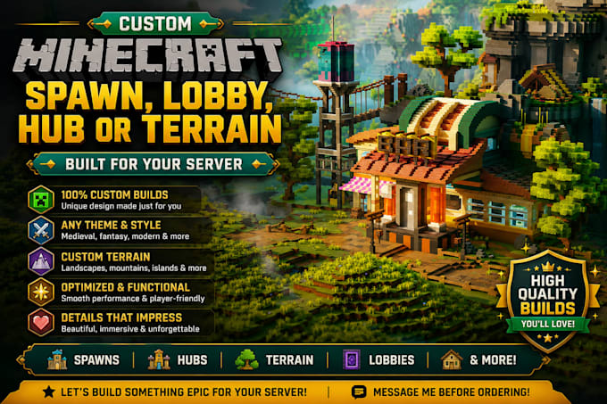 build a custom spawn, lobby, hub or terrain for your minecraft server