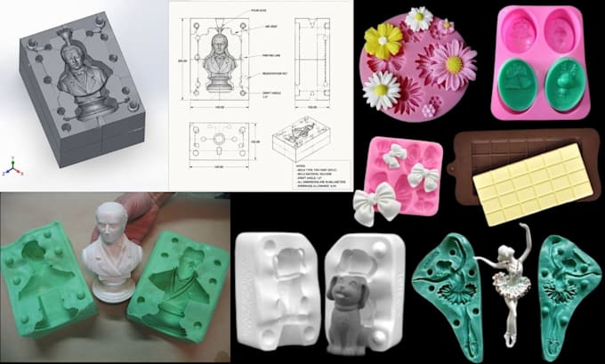 design 3d silicone mold, injection mold, plastic mold chocolate mold for casting