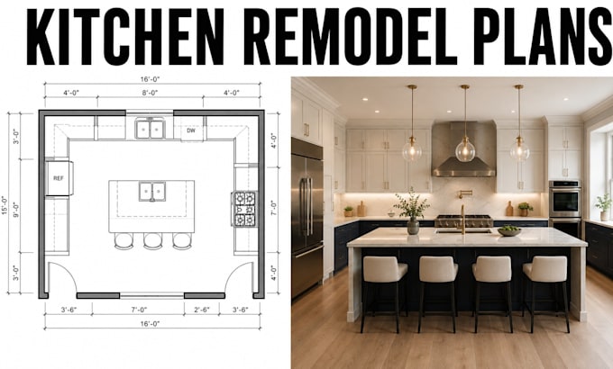 design kitchen remodel floor plans renovation blueprint architectural cad