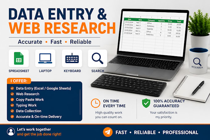 do accurate data entry and web research