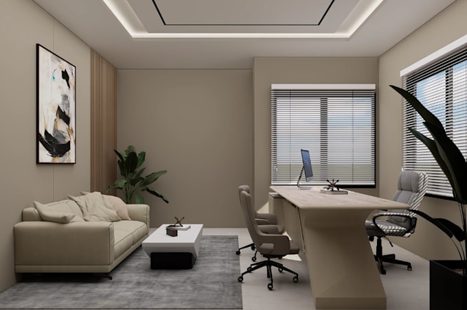 revamp 3d salon, 2d floor plan to unique interior render, optimize office layout