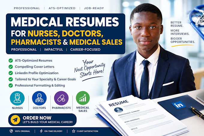 edit medical resumes for nurses, doctors, pharmacy
