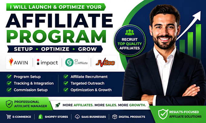 launch and optimize your affiliate program on awin, impact, cj, or jvzoo