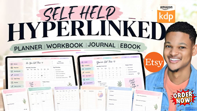 ghostwrite self help ebook edit hyperlinked planner etsy journal, canva workbook