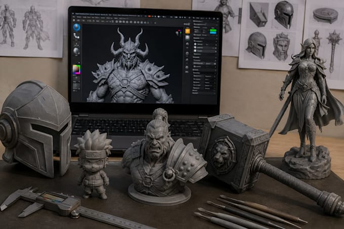 create custom 3d models, characters, props and 3d printable