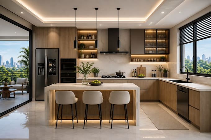 do custom kitchen cabinet interior design with bathroom remodel and 3drendering