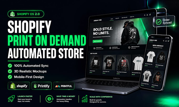 design shopify print on demand store with printify,  printful