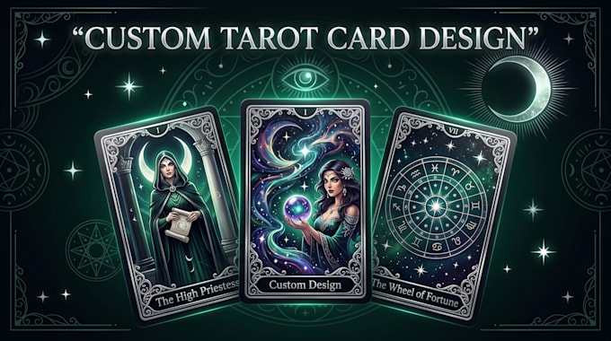 design custom tarot cards, mystical illustrations